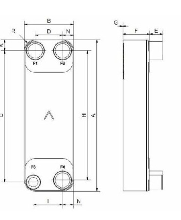 SWEP B250ASH технически чертеж с размери