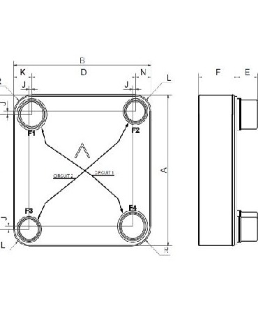 SWEP B60H технически чертеж с размери