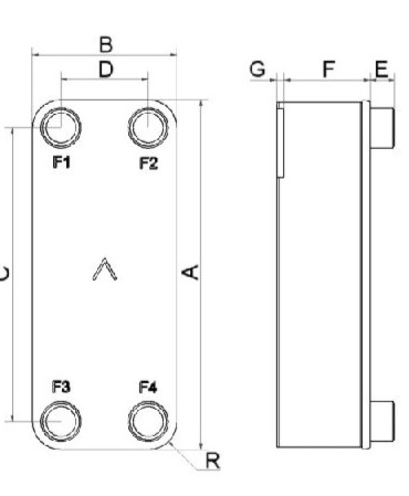 SWEP B85H технически чертеж с размери